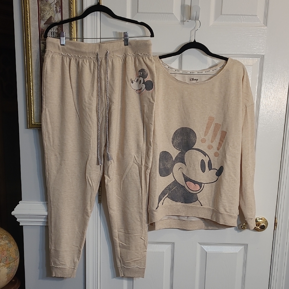 Disney Pajamas in Cream Color with Mickey Mouse Design